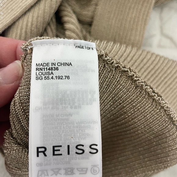 Reiss Tan Gold Louisa Off-the-Shoulder Sweater Top - Picture 8 of 9